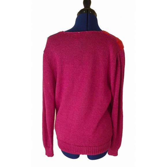 Vintage 90s Retro Chunky Ultra Violet Neon Sweater - Picture 3 of 6